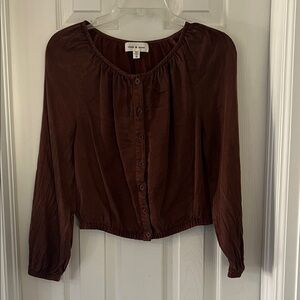 Cloth & Stone Dark Brown Button-Up Blouse from Evereve